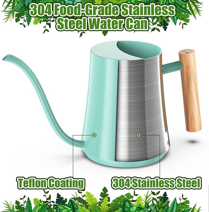 Watering Can Indoor Plants Mint Green 35oz Cute Watering Can Decorative Small Matal Watering Pot for House Bonsai Plants Garden Flower Indoor Outdoor