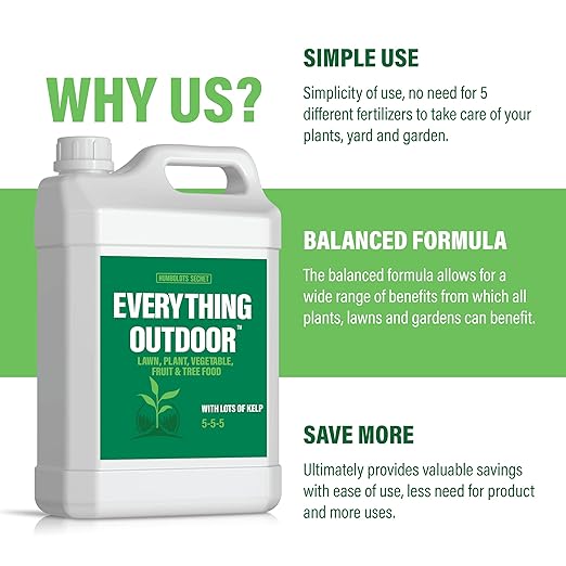 Humboldts Secret Everything Outdoor Plant Food - 5-5-5 Liquid Fertilizer with Kelp - All Purpose Plant, Vegetable, Fruit Tree and Lawn Fertilizer (1 Gallon Refill)