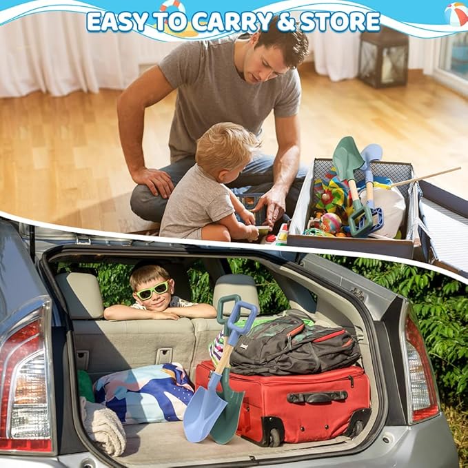 Dilabnba16in/40cm Kids Beach Spades Sand Shovels Toy Gardening Tool, Sturdy Wood Handle ABS Plastic Shovel Scoop Garden Sand Beach Sandbox Backyard Digging Summer Toy for Toddler Boy Girl 3-10(2PCS)