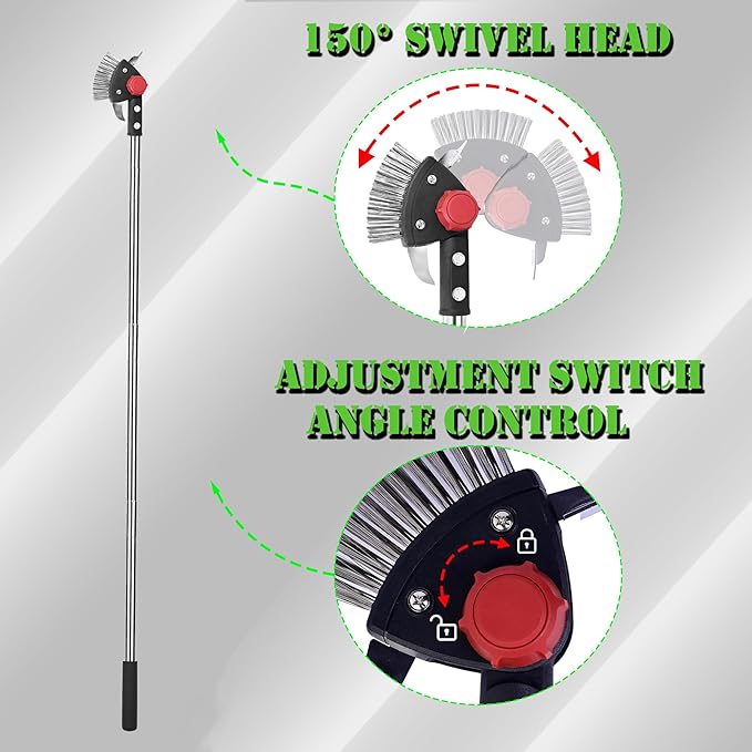 Crack Weeder Long Handle 3-in-1 Adjustable Crevice Cleaning Tool with Stainless Steel Weed Brush with 2 Scrapers Weed Puller Tool for Driveway, Patio Sidewalk to Remove Moss Weeds Dirt