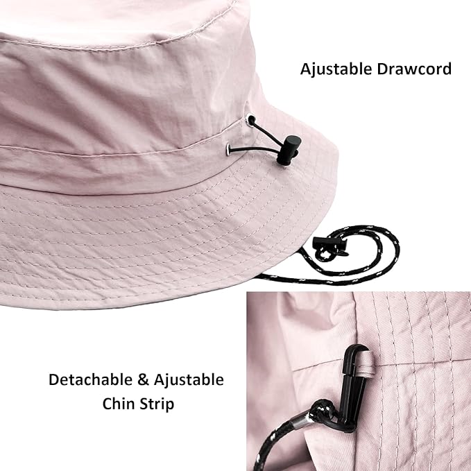 woogwin Waterproof Bucket Rain Hat with Chin Strap Quick Dry Packable Boonie Sun Hat Safari Hat UV Protection