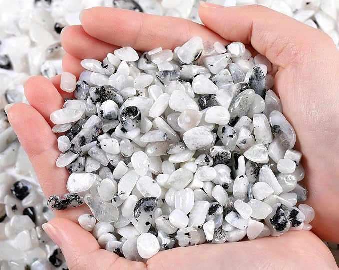 QINJIEJIE 0.9Lbs Grey Labradorite Rocks for Plant Bulk Decorative Sand Aquarium Gravel Stones Terrarium Small Turtle Rocks Vase Pebbles Filler Crystal Chips Fish Tank Decor for Planter