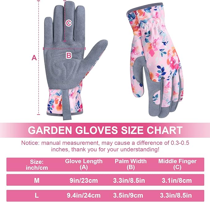 Womens Gardening Weeding Working Gloves, Leather Garden Glove for Women Thorn Proof No Stab for Digging, Planting,Pruning