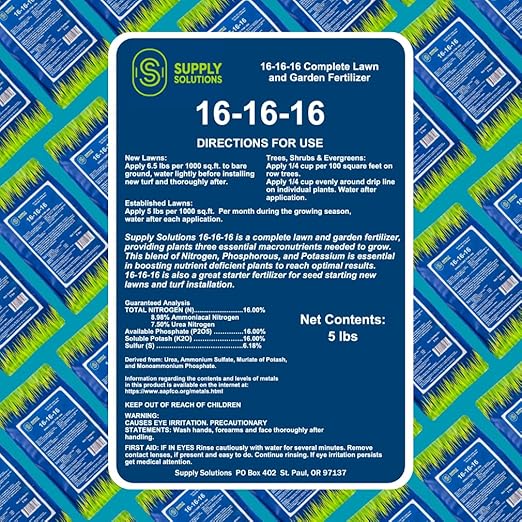 16-16-16 Complete Lawn & Garden All Purpose Granular Fertilizer - The Ultimate Plant Food for Lush Greenery & Vibrant Blooms - for All Plants, Vegetables, Fruits, and Berries - 5lbs