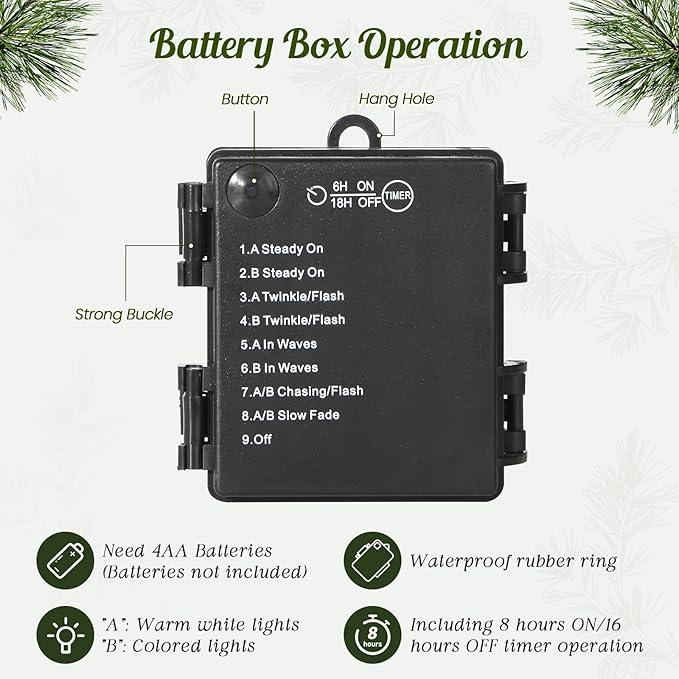 Set of 2 30 Inch Lighted Flocked Outdoor Christmas Tree with Multi-Color Lights, Timer, Battery Operated Pre-lit Scotch Pine Pathway Urn Filler with Pine Cones for Pathway & Porch& Yard Decorations