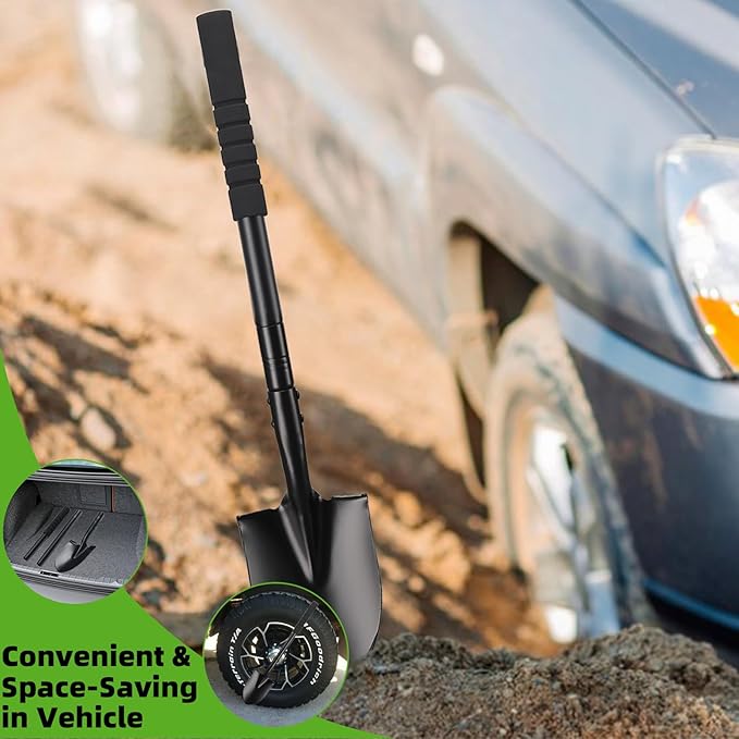 43.7Inches Small Spade Trench Shovel with Heavy Duty Steel Handle Garden Tools, Small Shovel for Digging Gardening Camping Yardwork Car, Black