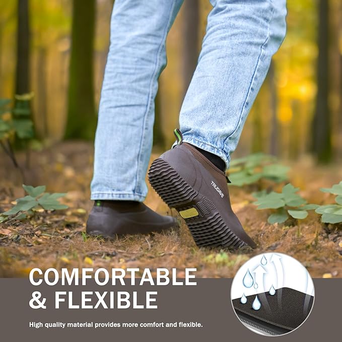 Trudave Garden Shoes for Men & Women, Waterproof Rubber Shoes with 4.5mm Neoprene, Womens Rain Boots for Gardening,Size 6-13
