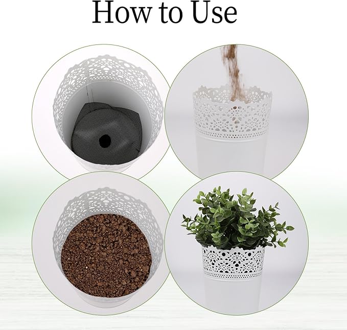 50pcs Flower Pot Hole Mesh Pad 4 Inch Round/Square Polyethylene Bonsai Mesh Drainage Screens Garden Drainage Mesh Plant Pot Bottom Mesh Keep Soil from Flowing Away