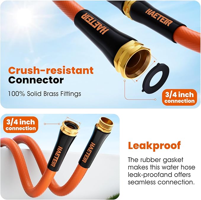 Heavy Duty Garden Hose 5/8 in x 5 ft with Swivel Fitting, Super Flexible Water Hose, All-weather, Lightweight, Burst 600 PSI