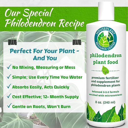 Philodendron Fertilizer – Liquid Plant Food for Strong Roots, Healthy Growth & Lush Foliage | 3-3-3 NPK Formula with Sea Kelp, Humic & Fulvic Acid | Essential Nutrients for Tropical Houseplants | 8 oz