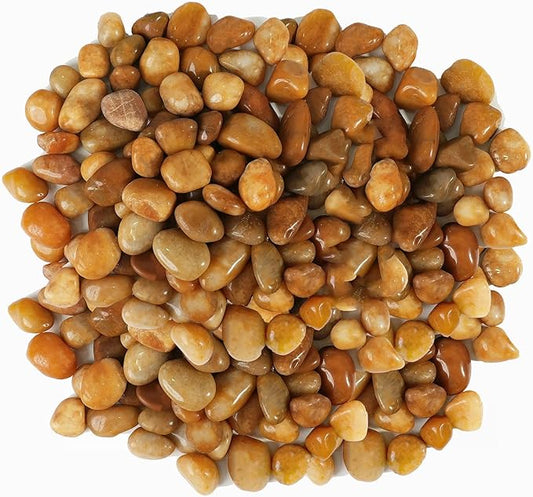 Stonecreek 24 LBS River Rocks (2 x 12 LBS Bags) – Natural Polished Decorative Pebbles, Garden Landscaping Stones for Planters, Vase Fillers, Succulent Pots, Fish Tanks & Terrariums, Yellow Medium