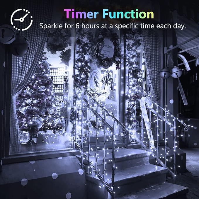 2 Pack 200LED Christmas Battery Operated Fairy Lights with Remote, 8 Modes String Lights with Timer, Dimmable, Memory Function, Waterproof Twinkle Lights for Outdoor Indoor Christmas Decor(Cool White)