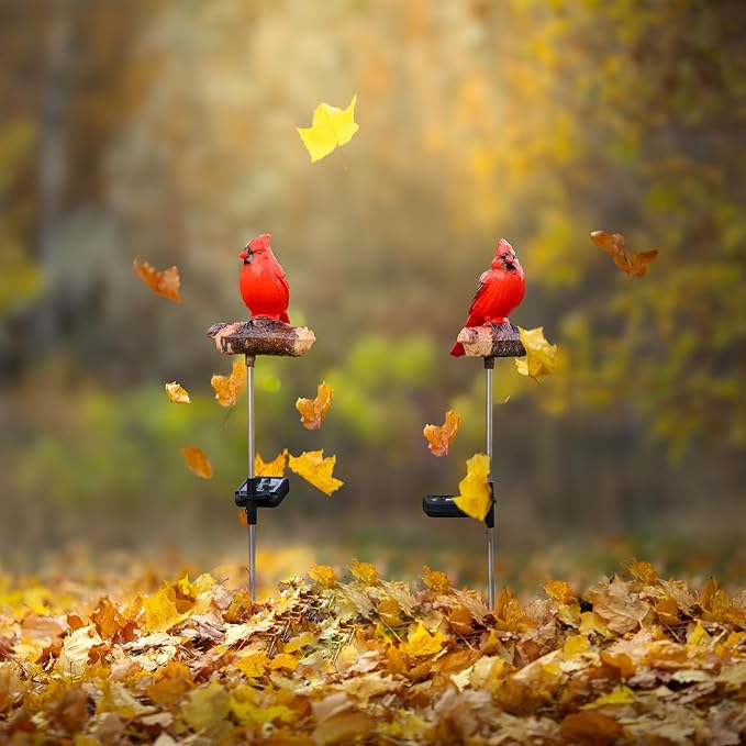 Cardinal Solar Stake Lights for Outside with Simulated Call and Breathing Light Waterproof Outdoor Christmas Decorations Yard Outdoor Use Perfect Garden Decorative Lights and Landscape Lighting