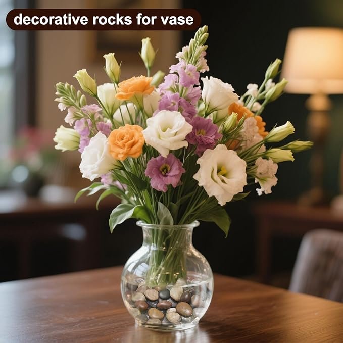 Calofulston 10LB River Rocks for Plants, Decorative Polished Stones for Garden Landscaping, Planters, Indoor and Outdoor Decor, Mixed Color, 1-1 3/4 Inch