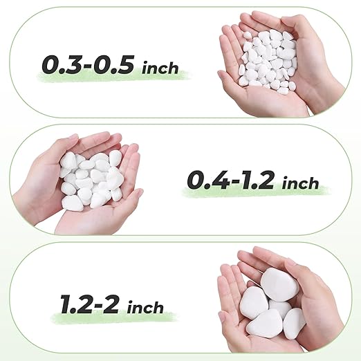 SIDONG 10 LB White River Rocks, 0.4-1.2 Inches Matte Pebbles for Indoor Plants, Aquarium Rocks Used in Fish Tank, Decorative Stones for Plants, Vases, Home Décor, Crafting, Garden Landscaping