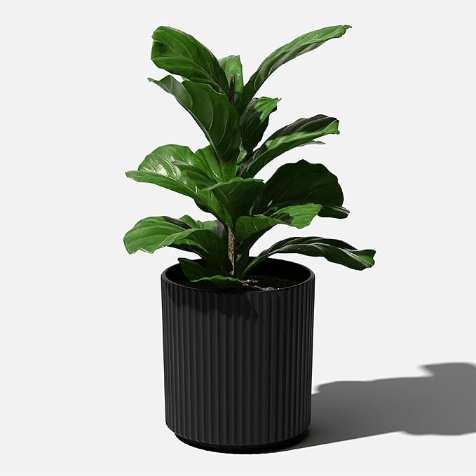 Veradek Demi Series Round Planter for Porch, Patio, Backyard | Durable Plastic-Concrete Material | Modern Décor for Tall Plants, Flowers