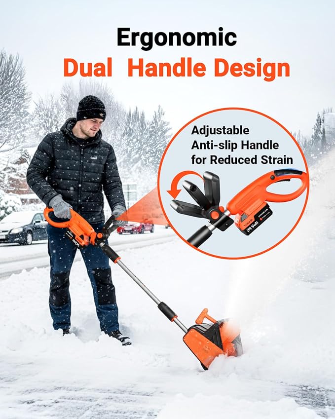 VOLTASK Cordless Snow Shovel, 24V | 13-Inch | 4-Ah Cordless Snow Blower, Battery Snow Blower with Directional Plate & Adjustable Front Handle (4-Ah Battery & Quick Charger Included)