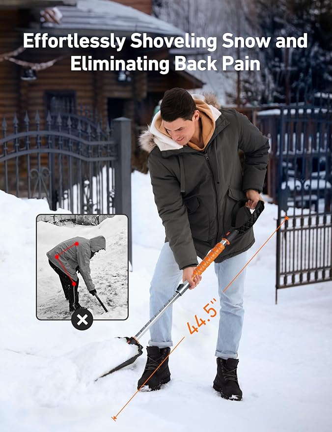 AstroAI Lightweight Snow Shovel for Car, Extendable Snow Shovel with Thickened Aluminum Handle and Blade, Portable and Multifunctional for Driveway, Cars, Snowmobiles, Camping and Emergency