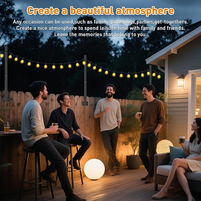 zoegi 6 Pack 2.8FT String Light Poles,Light Poles for Outside Lights with Fork,Outdoor Brackets Hanging Lights,Metal Stand for Deck Patio,Backyard,Wedding,Deck,Party