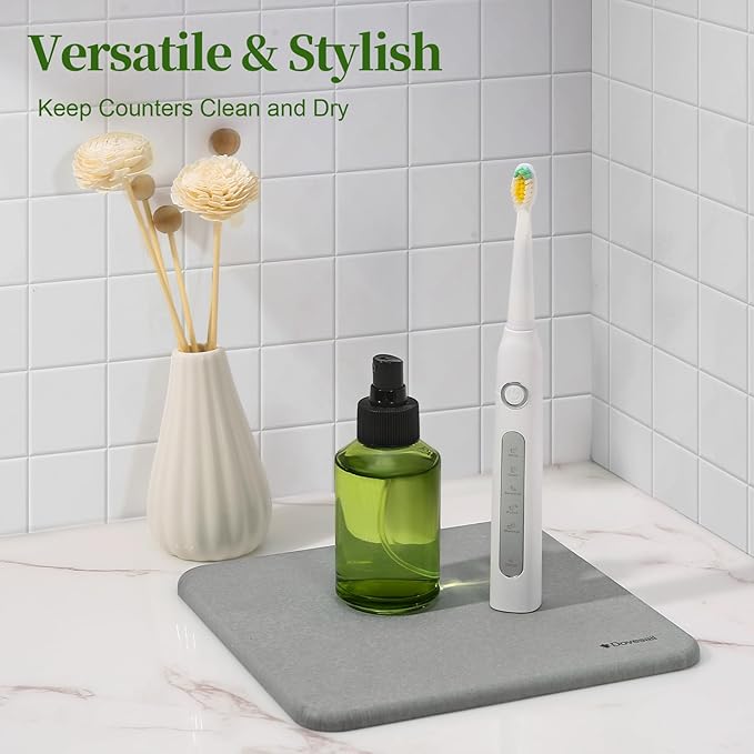 Plant Saucer, 12" Instantly Dry Diatomaceous Earth Stone Prevents Moisture Buildup, Flower Plant Tray Pot Saucer Keep Counter and Floors Dry and Clean (2 Pack)- Dark Gray