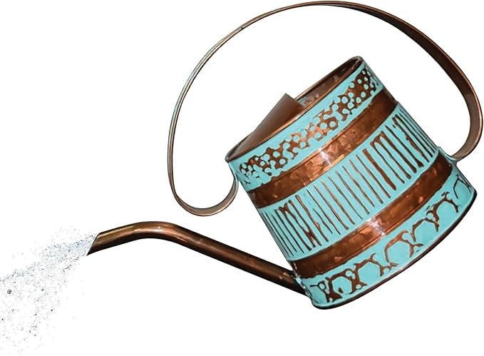 ROBERT ALLEN MPT01508 Danbury Metal Watering Can, Teal/Copper