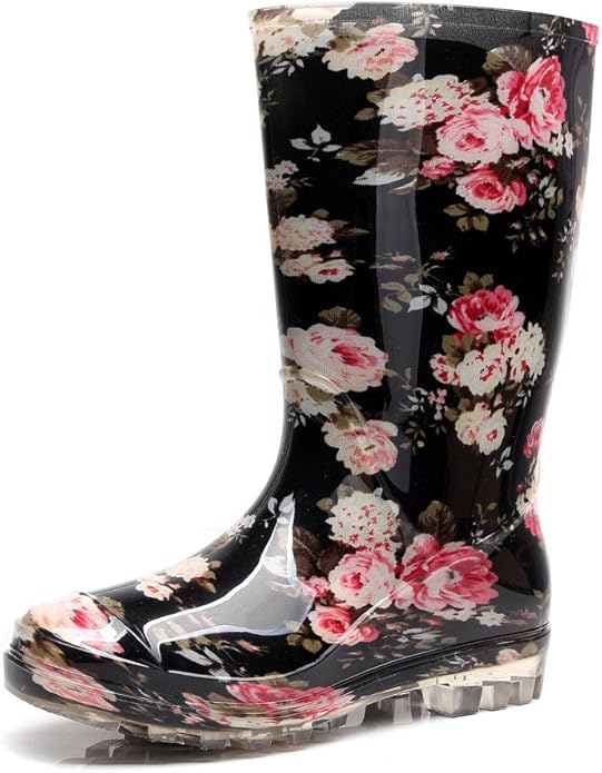 Womens Rain and Garden Boot Half Calf Rubber Rainboots Floral Printed Waterproof for Garden Women rain Footwear