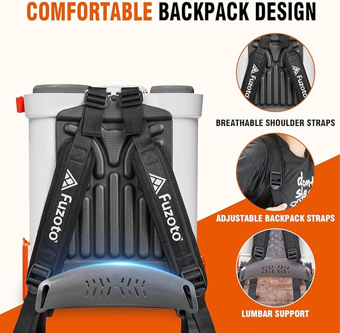 Battery Powered Backpack Sprayer 4.2Gallon, 45-90PSI Adjustable Pressure, 6 Hours Long Battery Life, Electric Backpack Garden Sprayer with 6 Spray Nozzles for Lawn, Garden, Yard