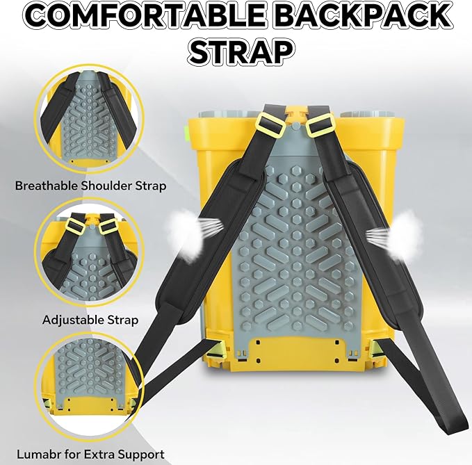 5.3Gal Battery Powered Backpack Sprayer Compatible with DeWalt 20V Battery, Electric Backpack Sprayer with 4 Nozzles, 0-100 PSI Adjustable Pressure for Weeding, Spraying & Cleaning