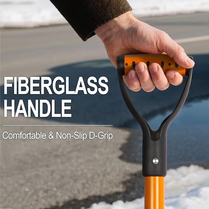 VNIMTI Aluminum Snow Shovel with D Handle Metal Snow Shovel for Driveway 45Inches 3.7 Pounds Transfer Shovel Shovel for Gardening, Orange