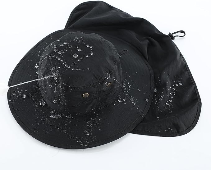 Home Prefer UPF50 Mens Sun Hat with Neck Flap Quick Dry UV Protection Cap Womens Wide Brim Fishing Hat Neck Flap Beach Garden