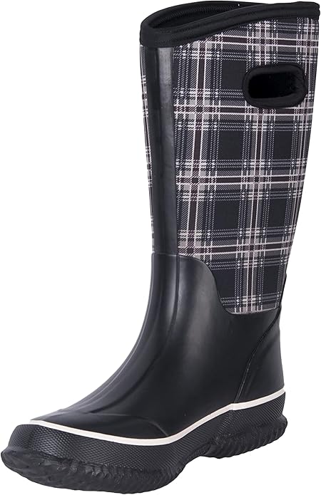WTW Mid Calf Rain Boots for Women - Waterproof Insulated Neoprene Mud Boots Outdoor Hunting Garden Boots