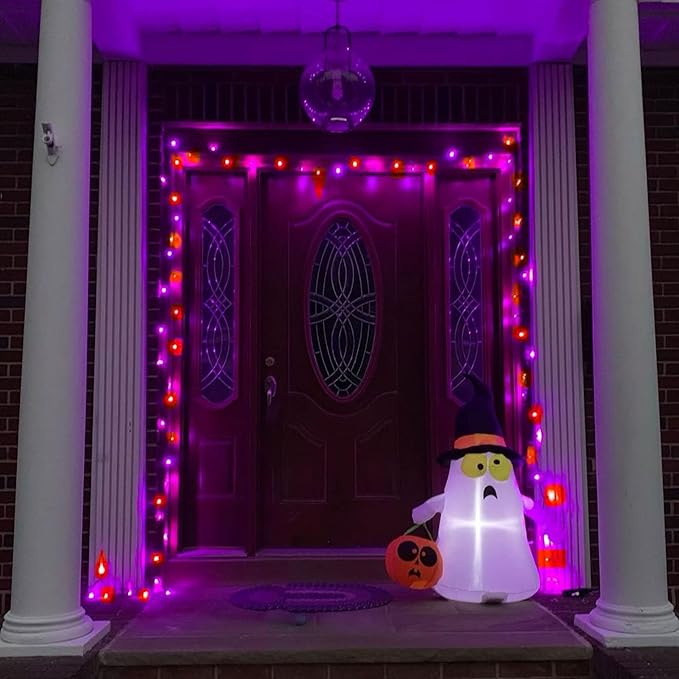 TW SHINE Halloween Lights, 200 LED 66FT Outdoor Halloween Lights Plug in with 8 Modes, Waterproof Light Outdoor, Indoor Decorations for Party Yard Haunted House Decor, Orange and Purple