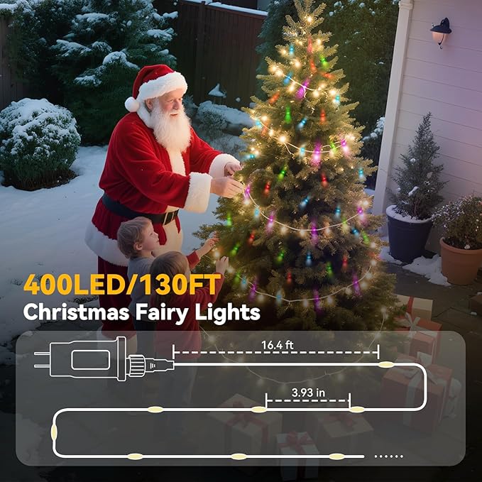 LitHome 400LED 130FT Christmas Led Fairy Lights with Remote, Color Changing Fairy Lights Plug in, 9 Modes Led String Lights for Indoor, Fairy String Lights Christmas Home Bedroom Dorm Party Decor