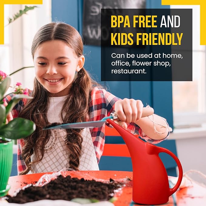 KP KOOL PRODUCTS (1 Pack) 1/2 Gallon Mini Watering can for Outdoor Plants Flower BPA Free (Red)