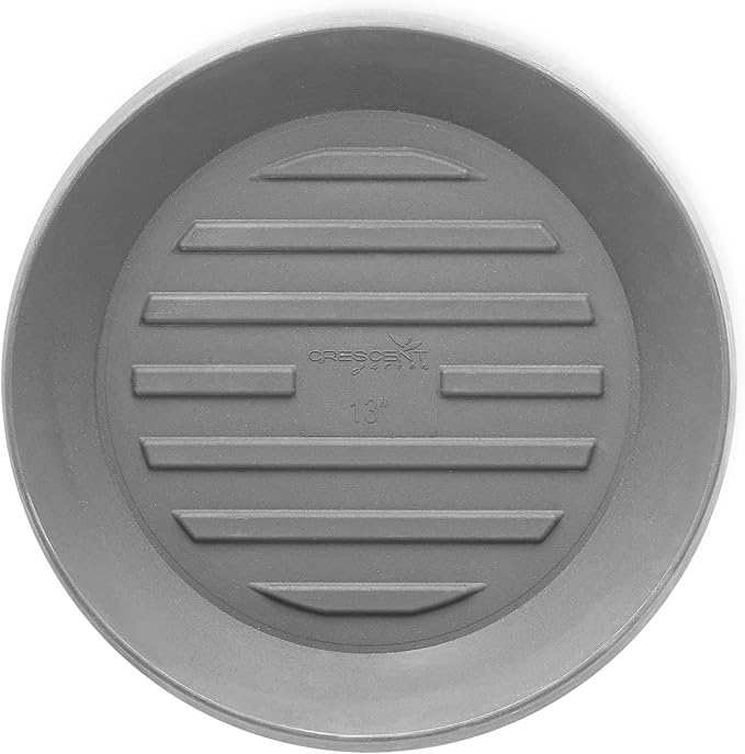 Crescent Garden Universal Round Planter Saucer, Durable Drainage Dish for Plant Pots, Heavy-Duty Plant Dishes Saucer, Indoor & Outdoor Plant Trays - Ash (8.5 inch Inner, 11 inch Outer Diameter)