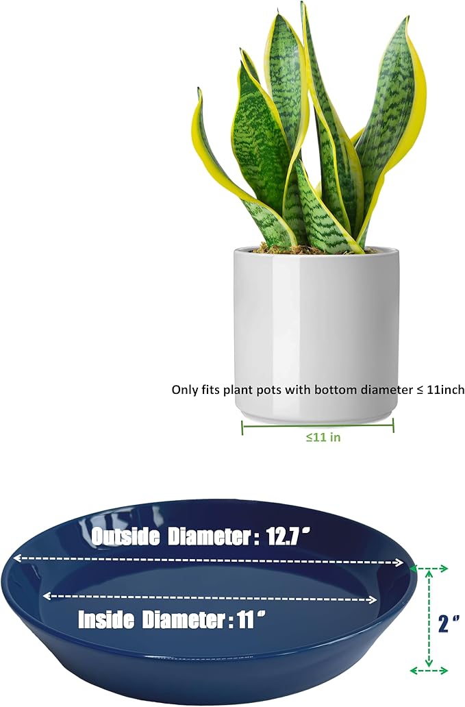 Plant Saucers 12 Inch (12.7 Inch) Plant Trays, Durable Round Glazed Ceramic Flower Plant Water Drip Tray for Pots Planter