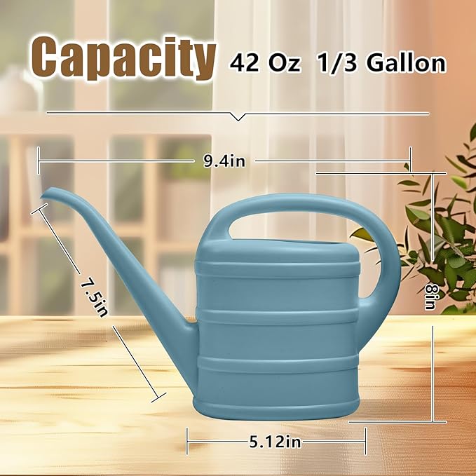 Watering Can - for Indoor Plant Garden - 1/3 Gallon - Grey