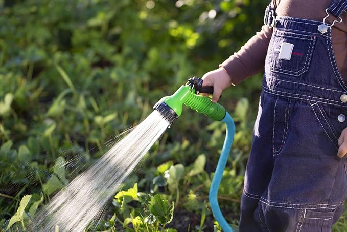 AG-LITE AL3425 3/4" x 25' Rubber Farm & Ranch Water Hose, Lightweight, 500 PSI, 50F to 190F Degree, Polyester Braided, Brass GHT Fittings, 4 Finger-Grip Bend Restrictor, Agriculture & Industrial Use