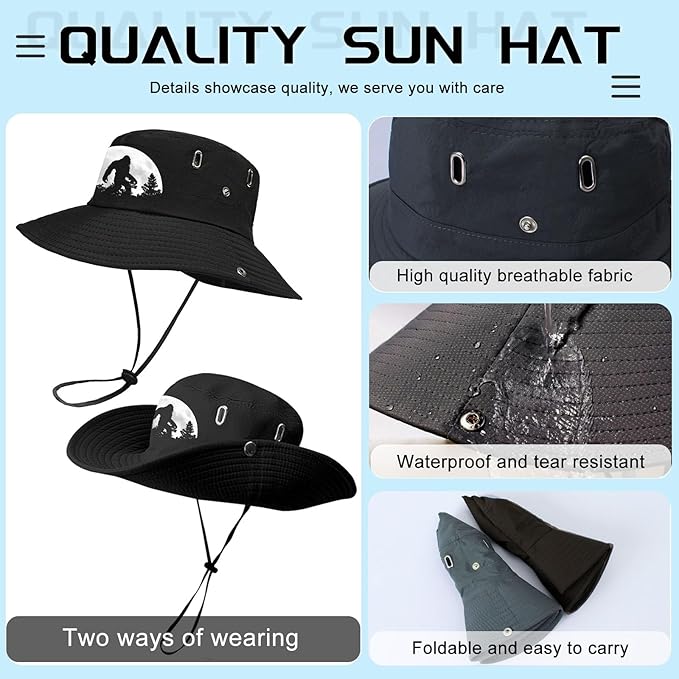 Bucket Hats for Men Sun Hats Bucket Fishing Hat for Men Wide Brim Cowboy Hiking Hat for Mens