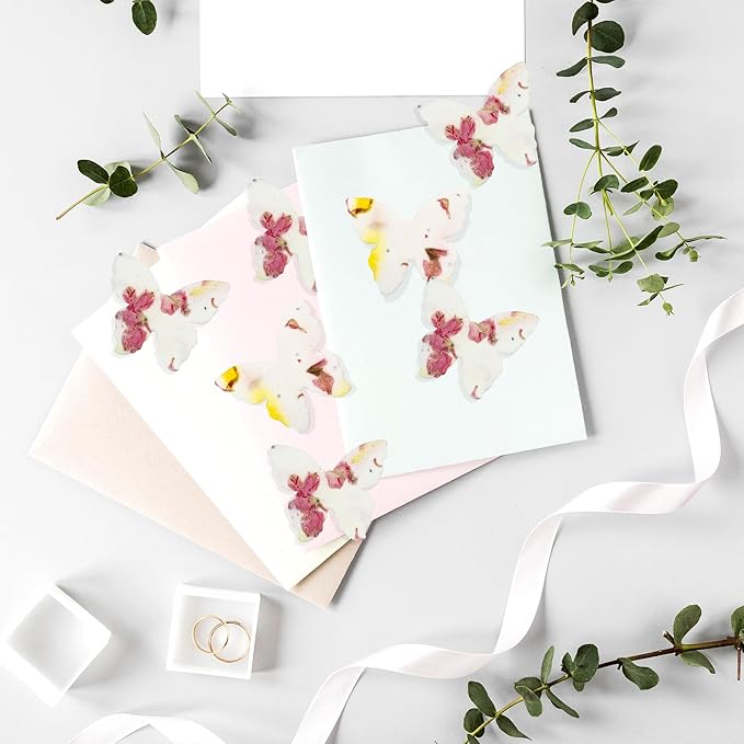 Butterfly Seed Paper – 50pcs Small Pink & Yellow Plantable Wildflower, Writable & Plantable Gift for Moms, Plant Lover, & Teachers, Ideal for Weddings, Baby Shower, Memorial, & Celebrations