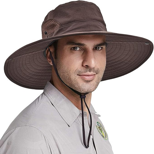 Wide Brim Fishing Sun Hat for Men Women, UPF 50+ Waterproof Bucket Boonie Hat Hiking Camping Safari Garden Beach