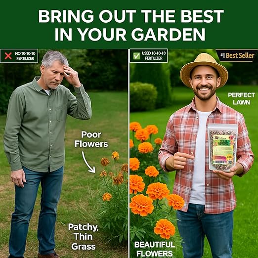 𝐁𝐄𝐒𝐓𝐒𝐄𝐋𝐋𝐄𝐑 10-10-10 Plant Fertilizer Slow Release | 10 10 10 All Purpose Fertilizer for Fruit Trees, Evergreens, Vegetables, Arborvitae, Fig Trees, Shrubs, Pines, Oaks, Flowers [5 Quarts]