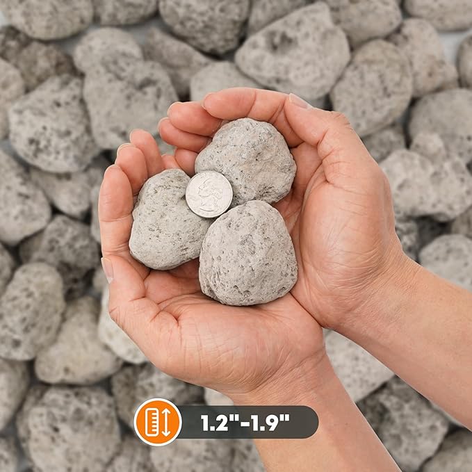 Stanbroil Light Weight White Lava Rock Granules - Natural Volcanic Rocks Decorative Landscaping Stones for Outland Living Bond Portable Fire Pit, Gas Log Set and Fireplace - 5 Pounds (1.2" - 1.9")