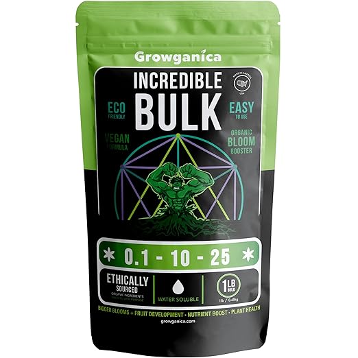 Organic Bloom Booster, Incredible Bulk 0.1-10-25. Organic Vegan Plant Food (1lb)