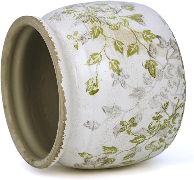 Ceramic Pot for Planter, Vintage Flower Pot with Drainage Holes, 6.29 inch Ice Crack Glazed Indoor Planters Pot (Mid-Century)