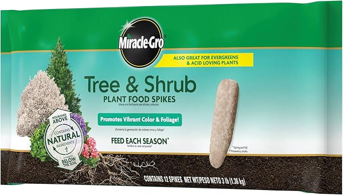 Miracle-Gro Tree and Shrub Plant Food Spikes, For Deciduous, Flowering and Evergreen Trees, 12 Spikes