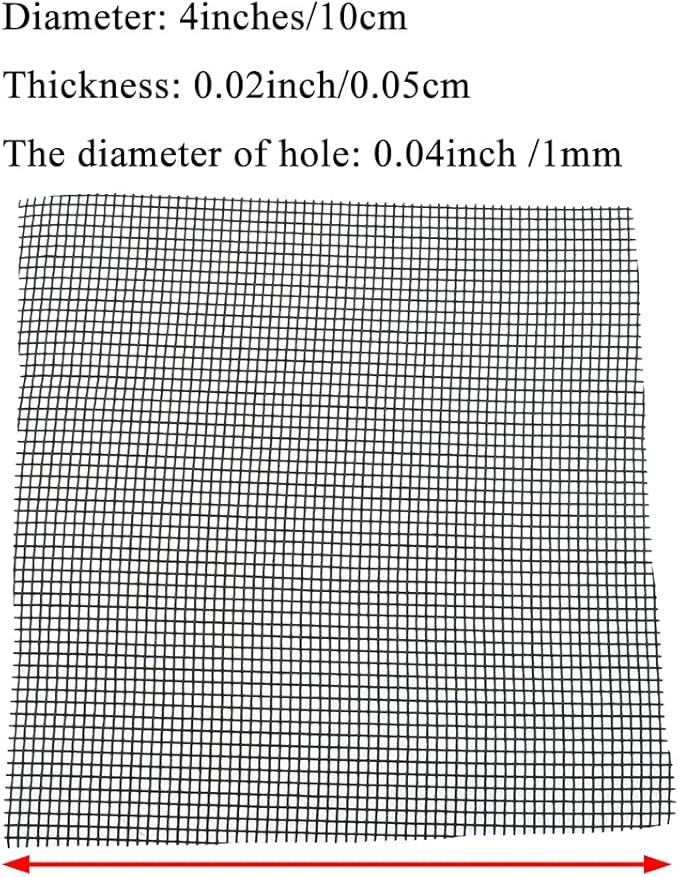 HAHIYO 50PCs 4Inch/10Cm Black Square Glassfibre Flower Pot Hole Mesh Pad Bottom Grid Mat Bonsai Drainage mesh Hole Screens Gasket Prevent Soil Loss Breathable Gasket Drainage Netting for Bonsai