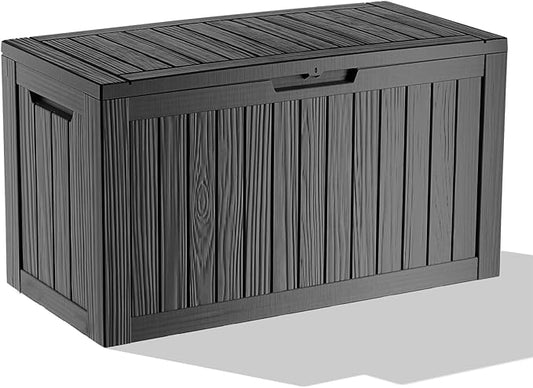 80 Gallon Waterproof Outdoor Storage Box,Resin Deck Box,Lockable Outside Storage Box Container for Patio Furniure,Garden,Tools (80 Gallon,Black)
