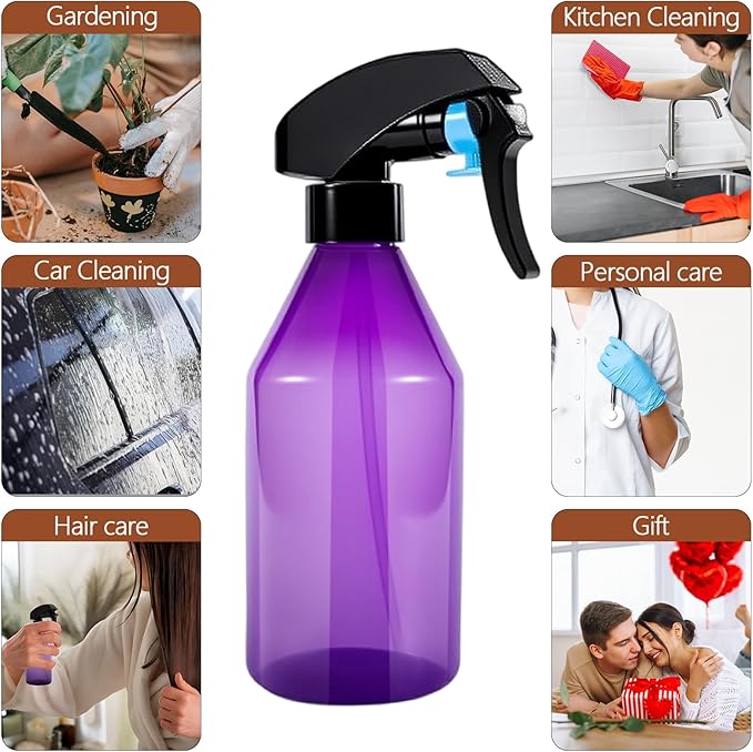 Plant Mister Spray Bottle, 10oz Plastic Fine Mist Spray Bottles, Empty Plant Sprayer Mister Water Spritzer for Gardening, Hair, Cleaning Solutions, Purple (12)