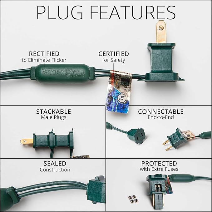 Wintergreen C9 Red and Green Christmas Lights - Set of 24, 16.3 Ft LED String Lights, Indoor-Outdoor